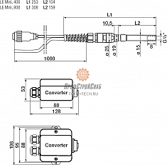 Размеры промышленного мини нагревателя воздуха Leister LE Mini Sensor